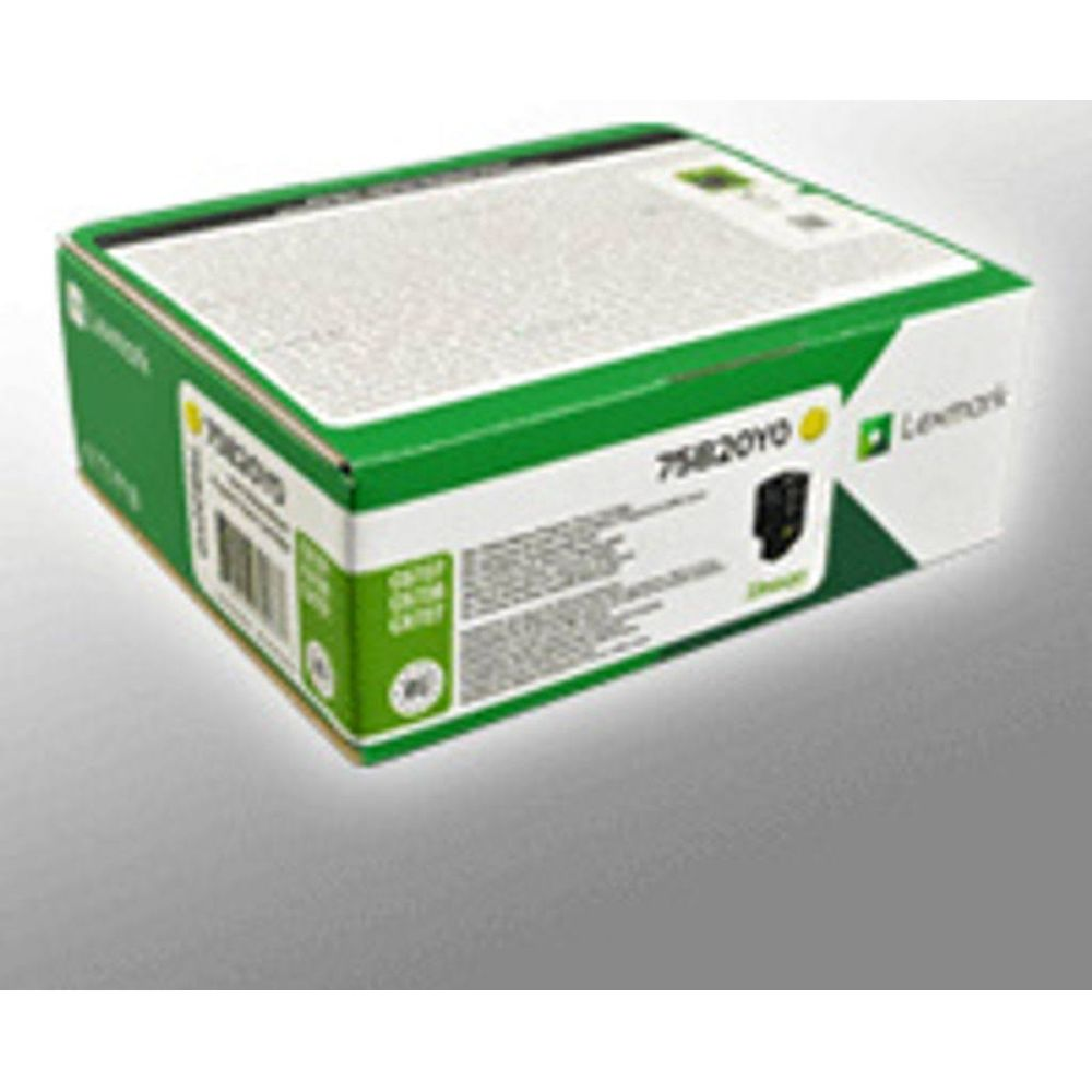 Zielone pudełko z tonerem Lexmark, numer modelu 75B20Y0.