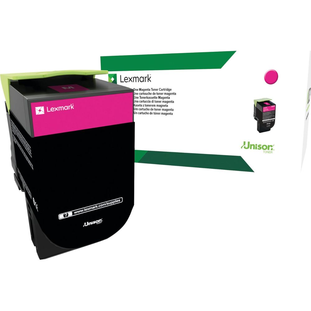 Lexmark Magenta toner cartridge in doos met Unison Toner logo.