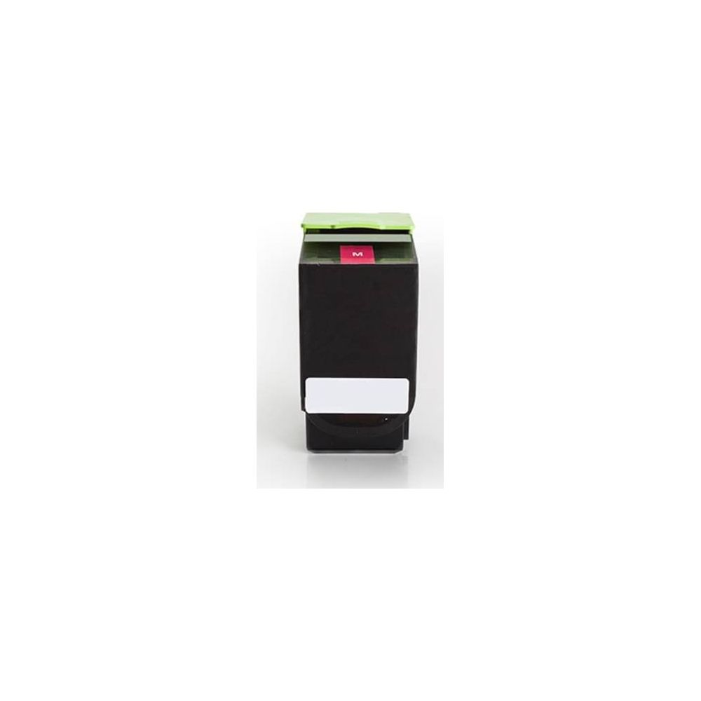 Zwarte inktcartridge met een groen deksel en een roze "M"-label.