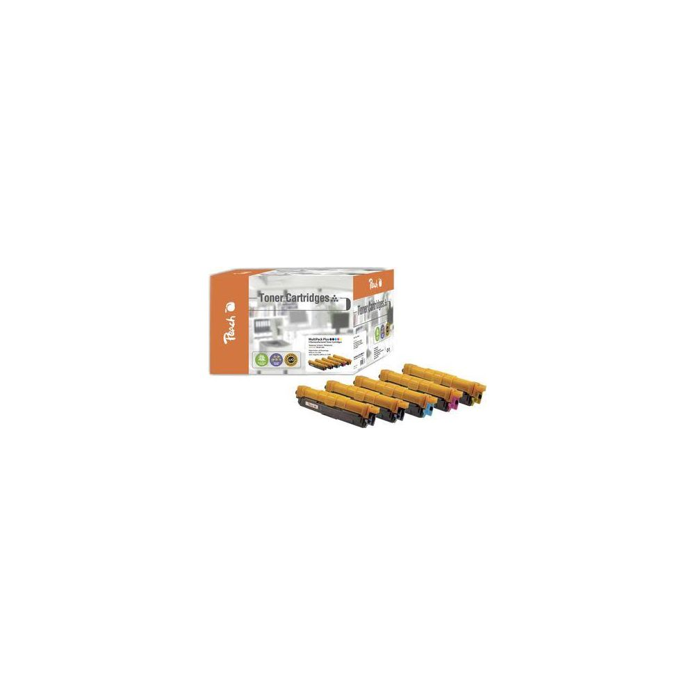 Una scatola di cartucce toner Peach e cartucce singole.