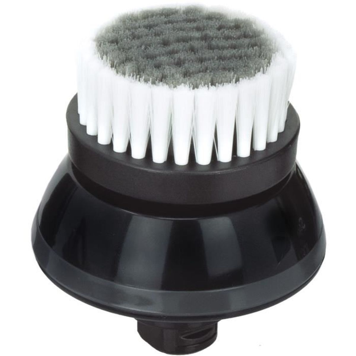 Un accesorio negro con cerdas blancas y cabezal gris.