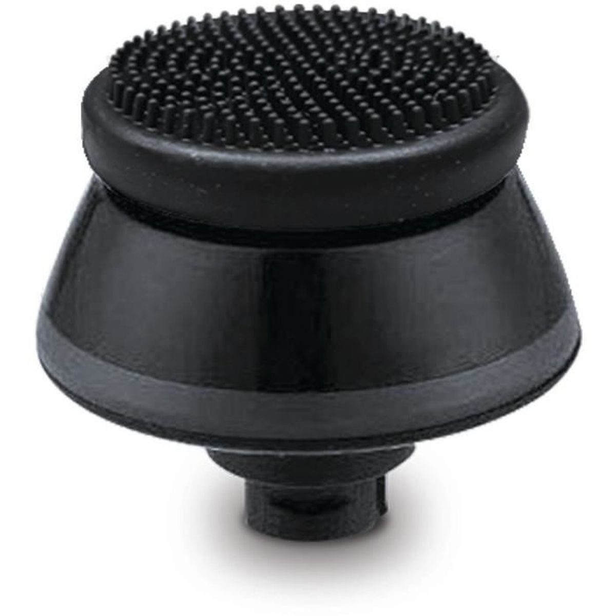 Accesorio negro texturizado con base ancha y parte superior con cerdas.