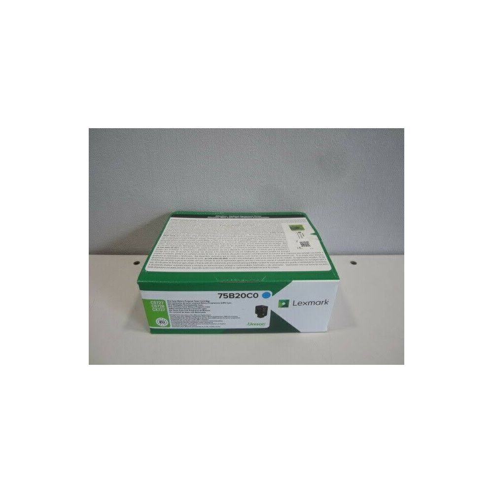 Zielone pudełko kartridża Lexmark z numerem modelu 75B20C0.