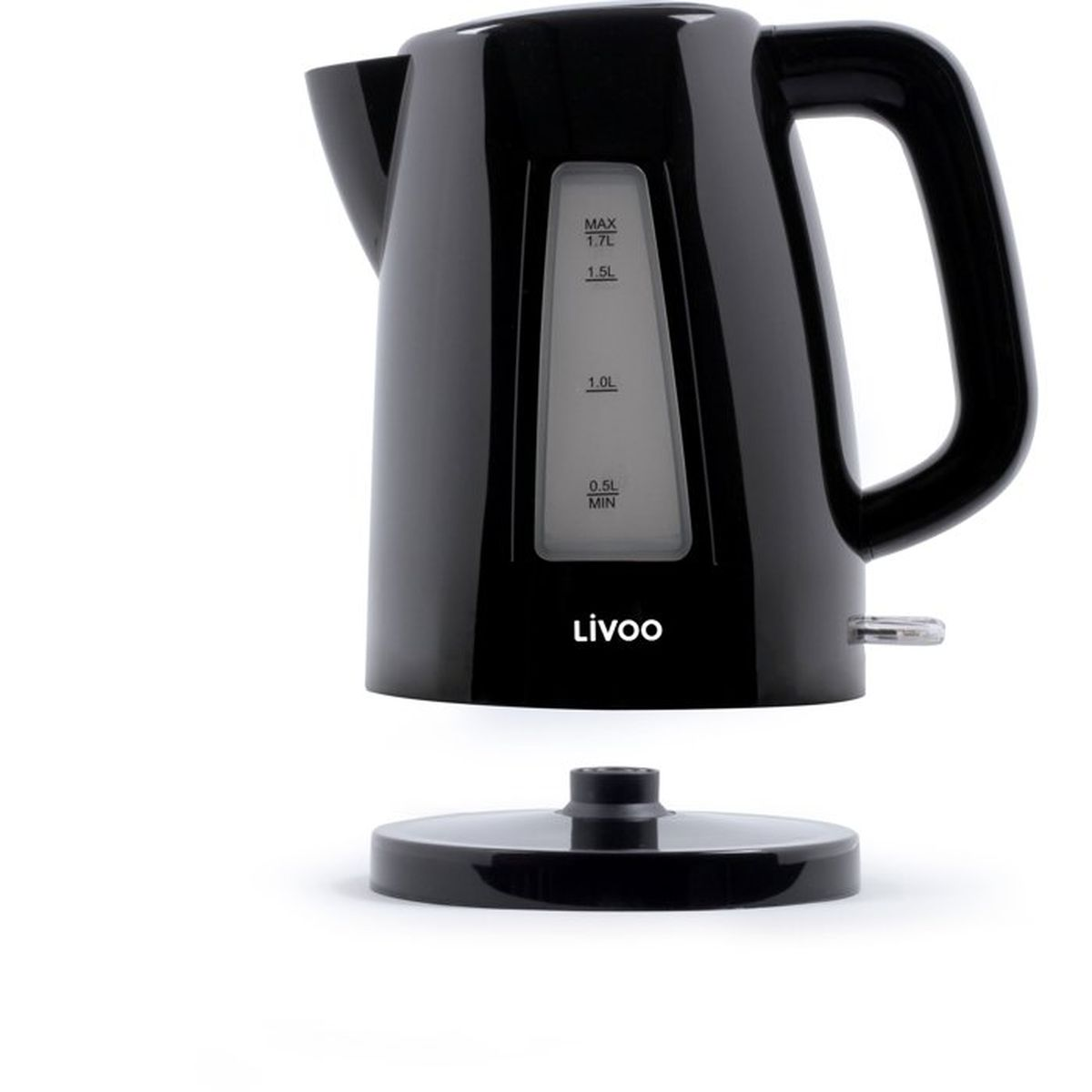 Czajnik elektryczny czarny ze wskaźnikiem poziomu wody, marka Livoo.