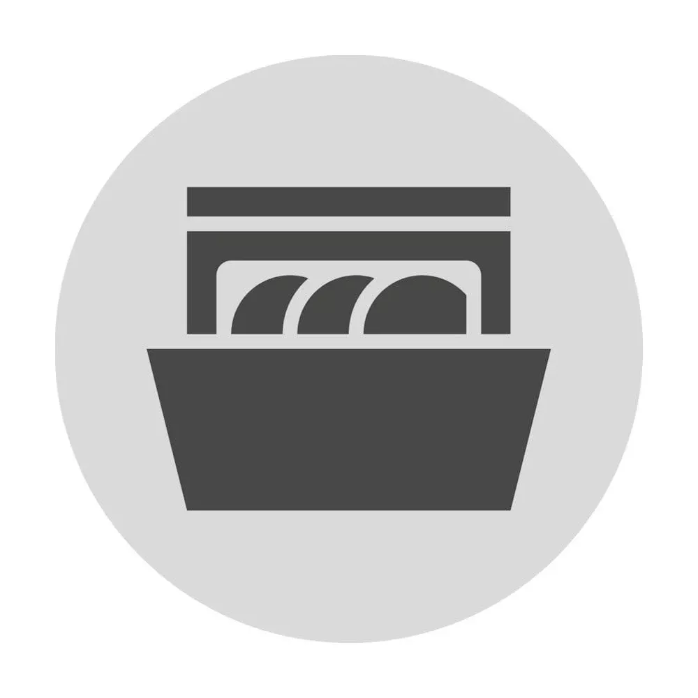 Symbol eines Behälters mit mehreren halbrunden Objekten.