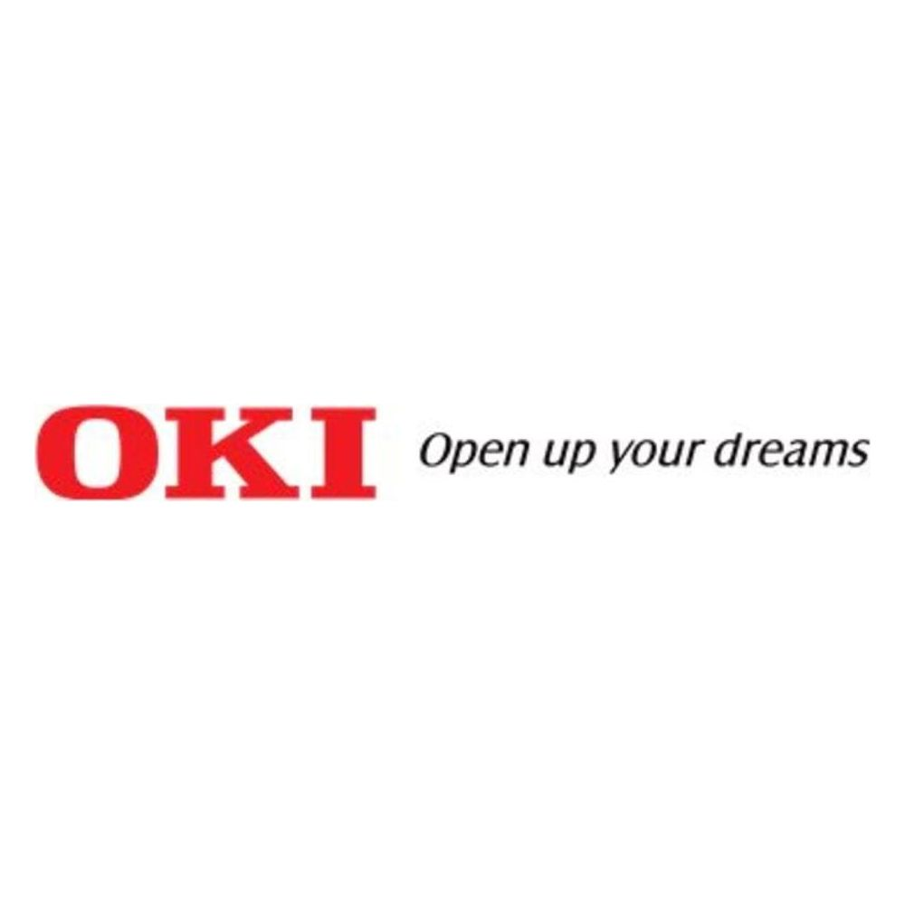 Logo OKI z hasłem 'Open up your dreams'.