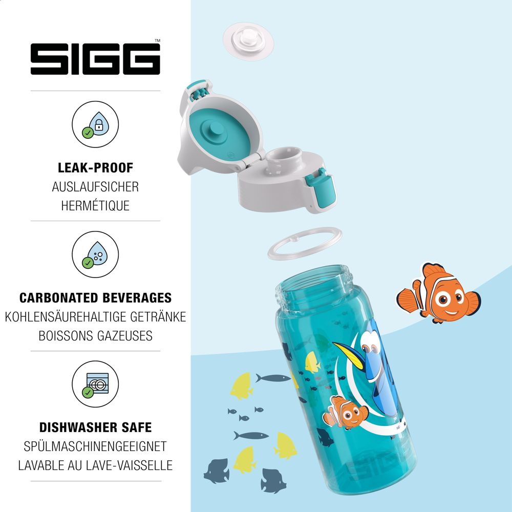 SIGG Trinkflasche mit Nemo-Motiv, spülmaschinenfest und auslaufsicher.