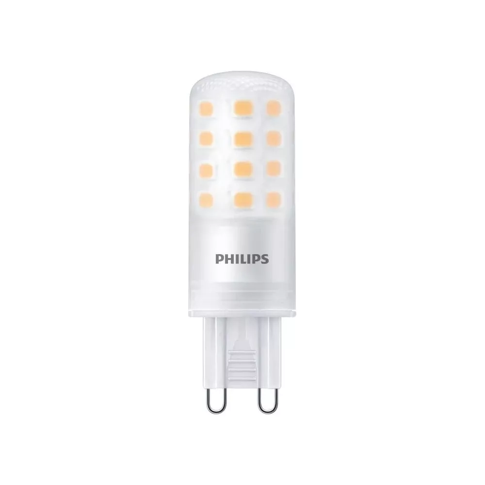 Una lampadina LED Philips con due pin e luci.