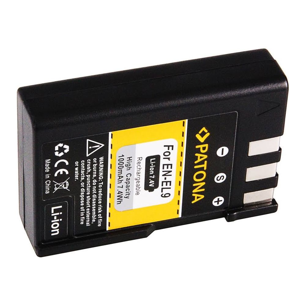 Schwarzer Akku für EN-EL9, 1000mAh, 7.4V, von PATONA.