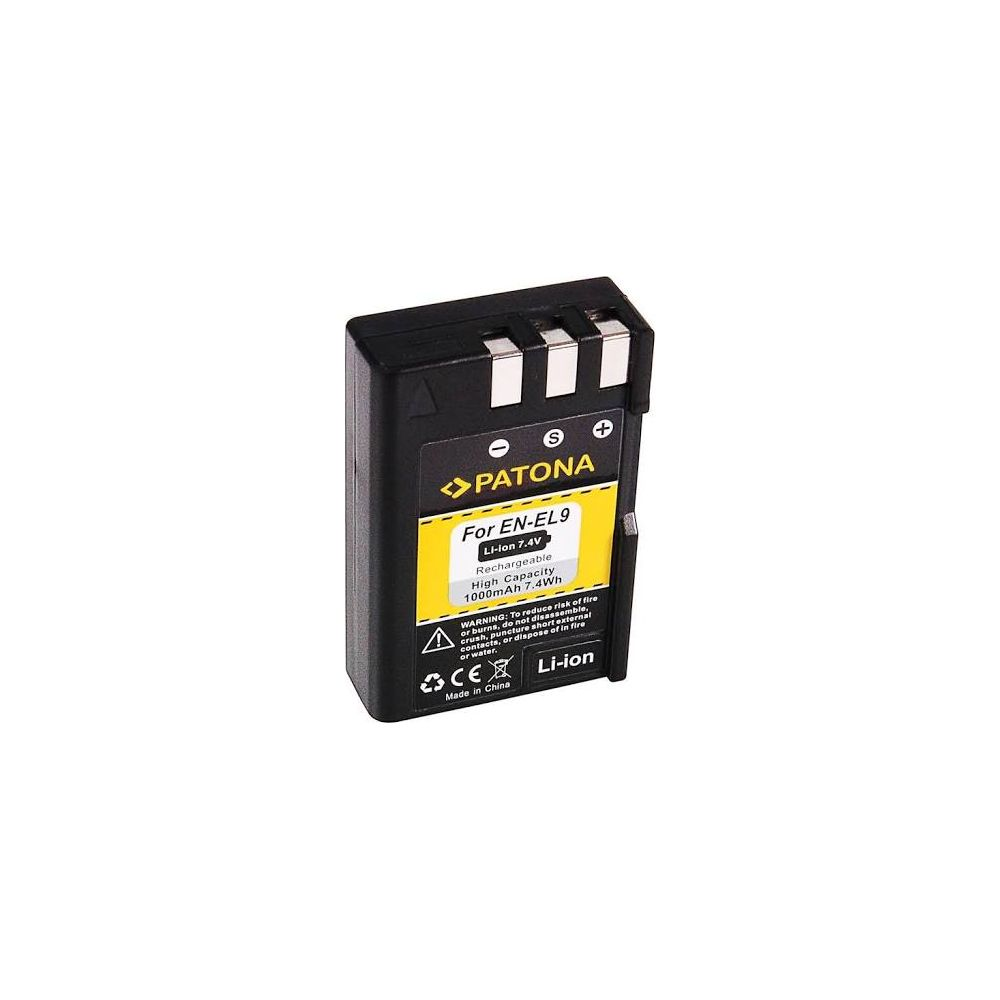 Ein schwarzer PATONA Akku für EN-EL9, Li-ion 7.4V, 1000mAh.