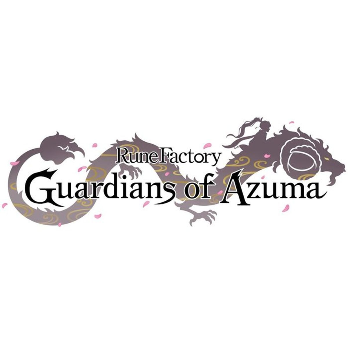 Logo con drago stilizzato e testo Rune Factory Guardians of Azuma.