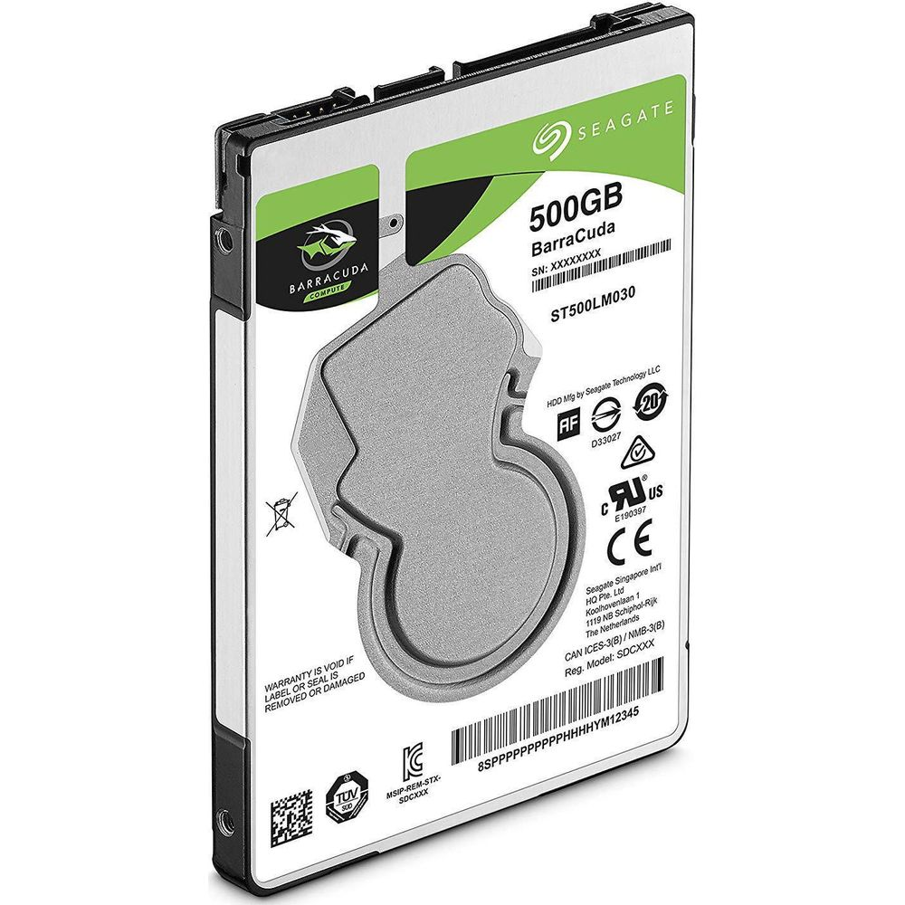 Disco duro Seagate 500GB BarraCuda, modelo ST500LM030.