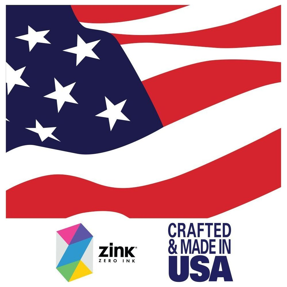 La bandera estadounidense con el logo de Zink y 'Crafted & Made in USA'.