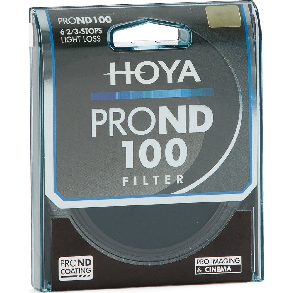 Hoya PROND 100 Filter-Verpackung mit Text, der 6 2/3 Blenden Lichtverlust angibt.