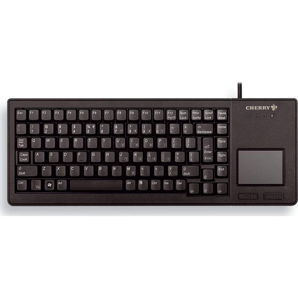 Tastiera Cherry nera con touchpad e layout QWERTY.