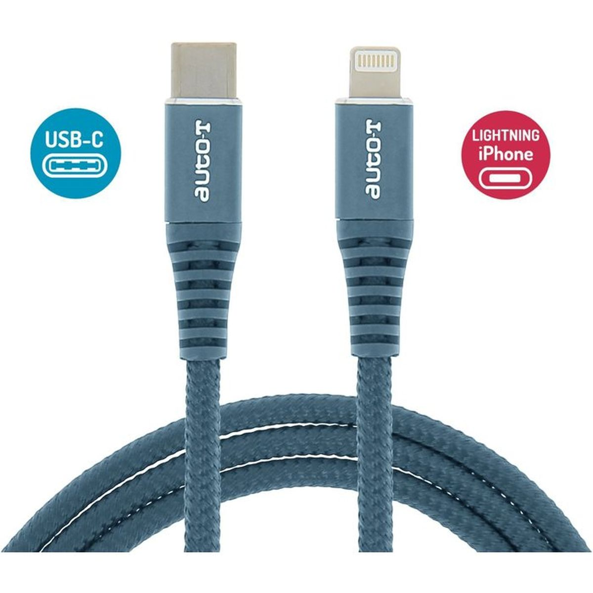 Zwei Ladekabel, eins mit USB-C, eins mit Lightning-Anschluss.