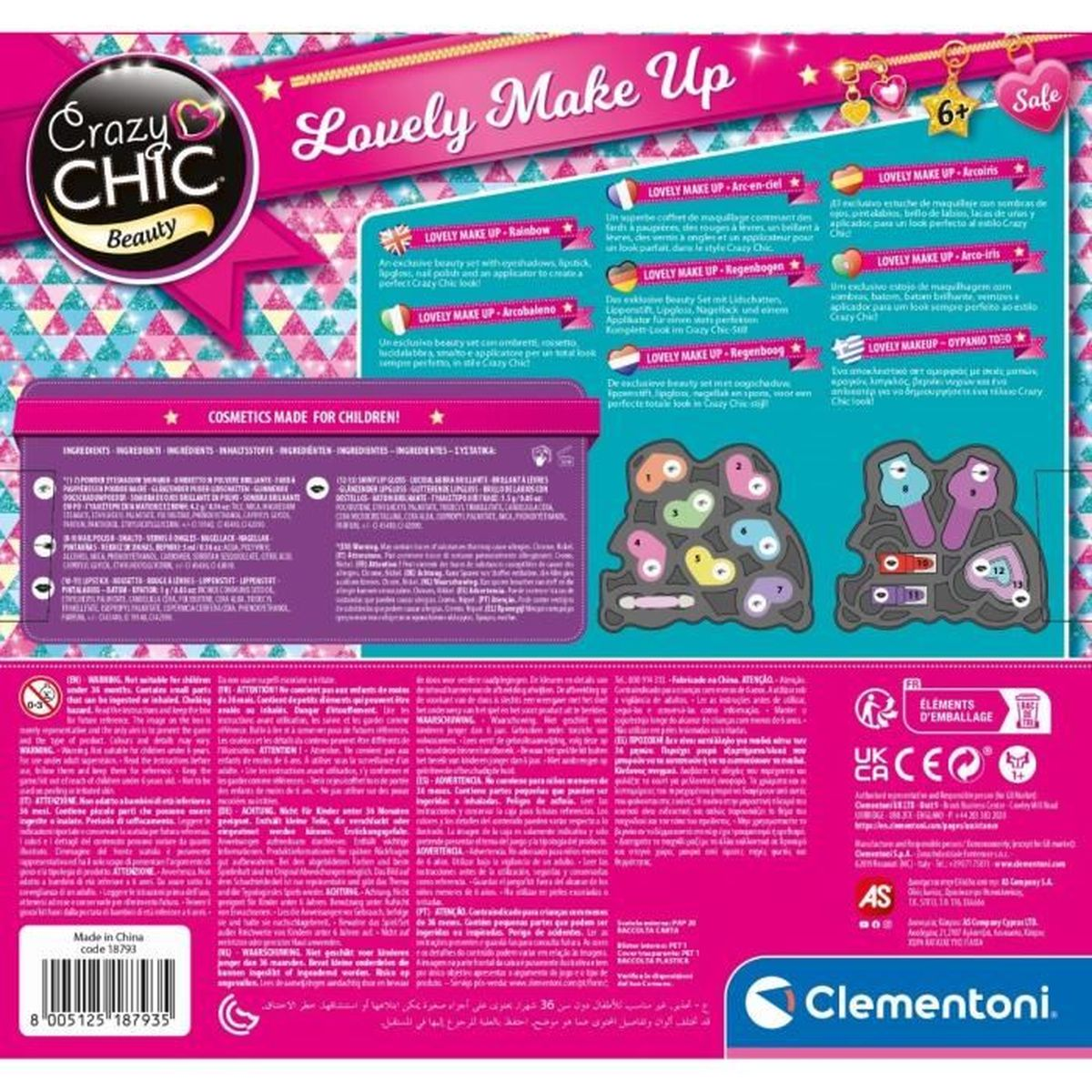 Crazy Chic Make Up Set mit Lidschatten, Lippenstift, Nagellack & Applikator.