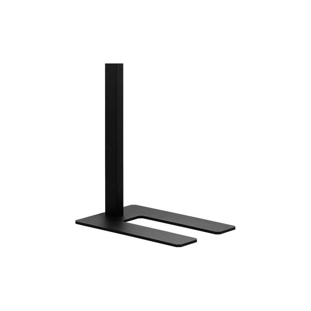 Un support en métal noir avec une base rectangulaire et un poteau vertical.