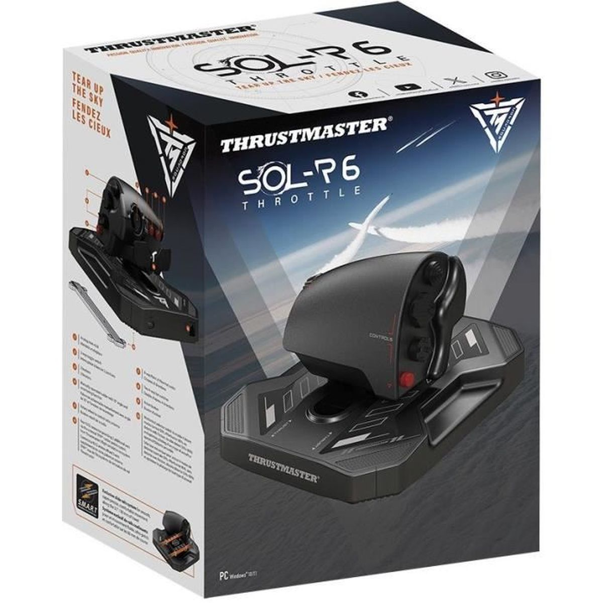 Box of Thrustmaster SOL-P6 throttle with airplane graphic.