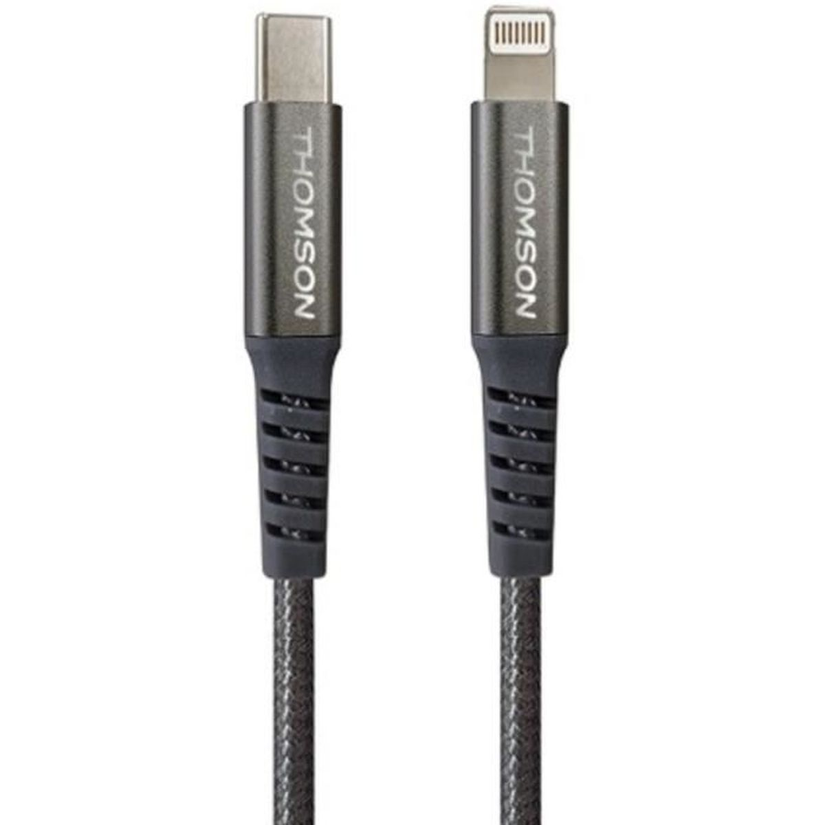 Zwei Thomson Ladekabel mit USB-C und Lightning-Anschluss.