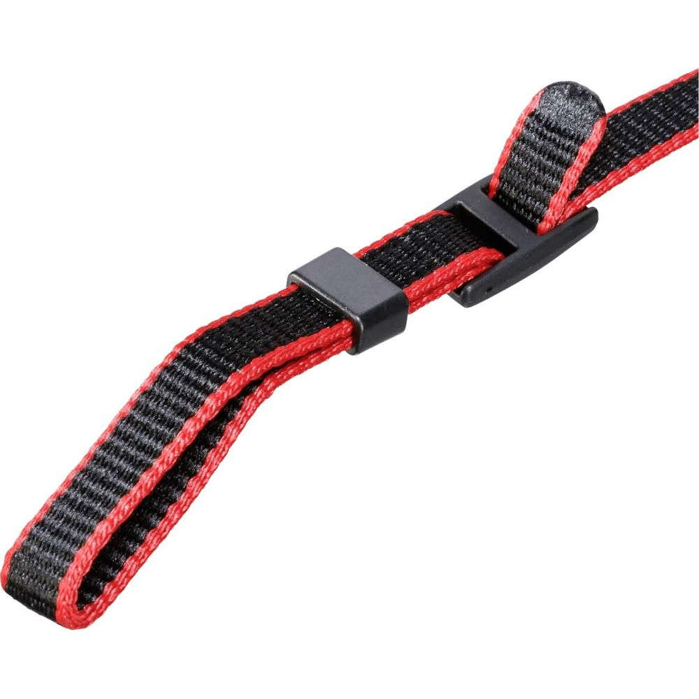 Czarny pasek z czerwonym obszyciem i czarnym zapięciem klipsowym