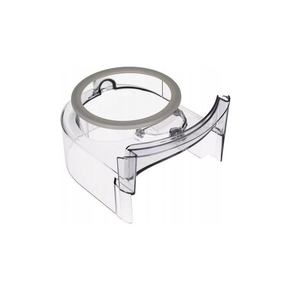 Transparenter Kunststoffdeckel mit grauem Ring und Griffen.