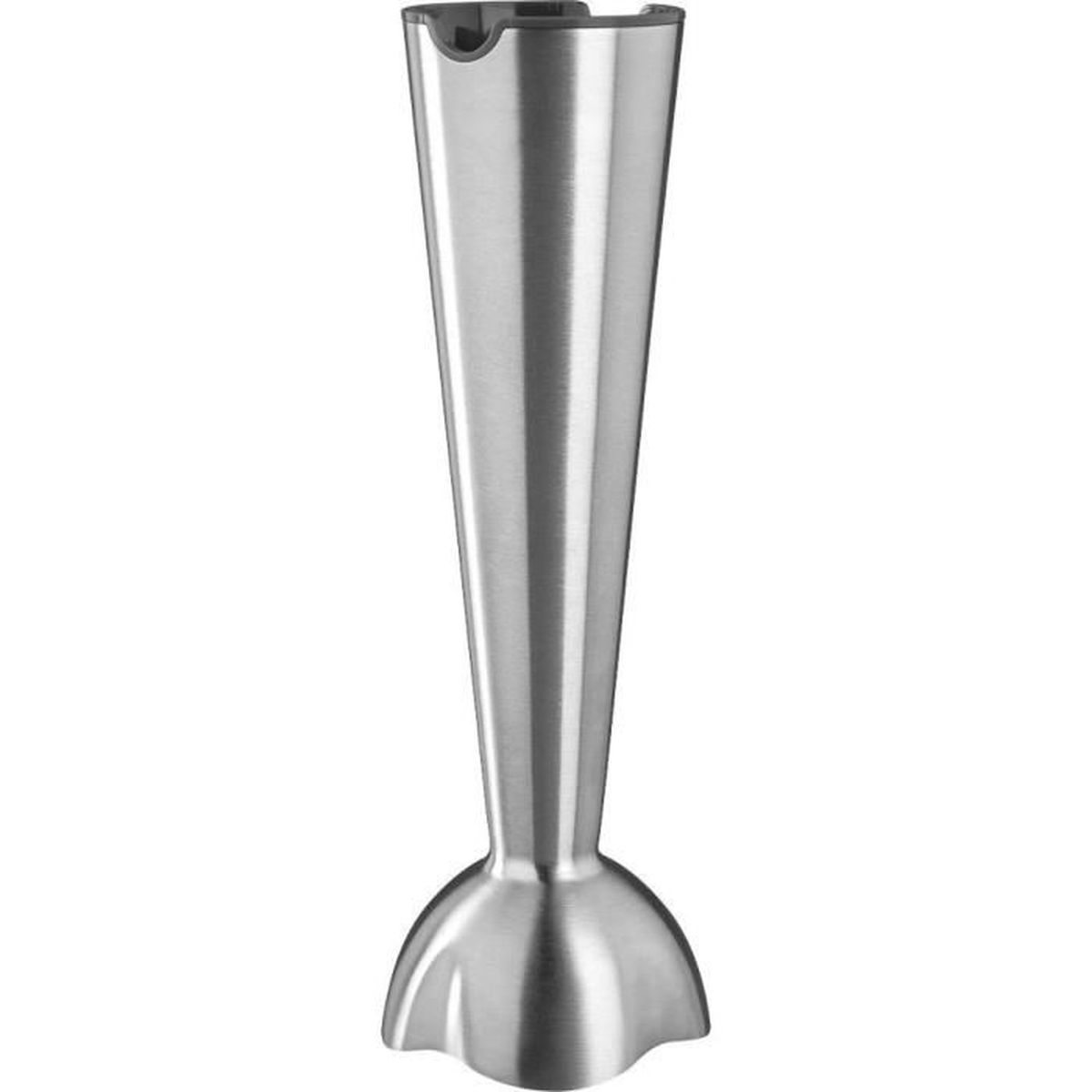 Srebrna stopa blendera ręcznego ze stali nierdzewnej z szarym uchwytem.