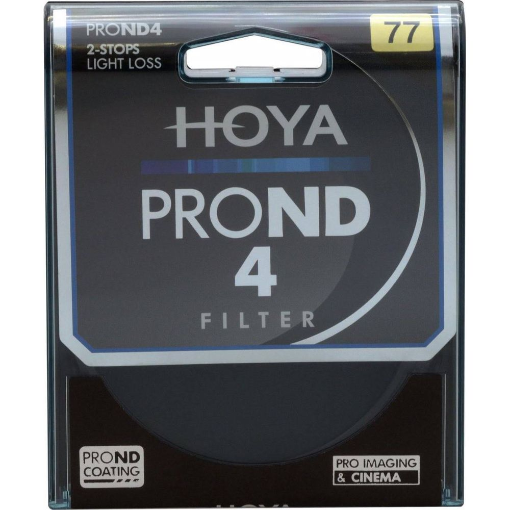 Hoya PROND 4 Filter-Verpackung mit 77mm Größe und 2 Blenden Lichtverlust.