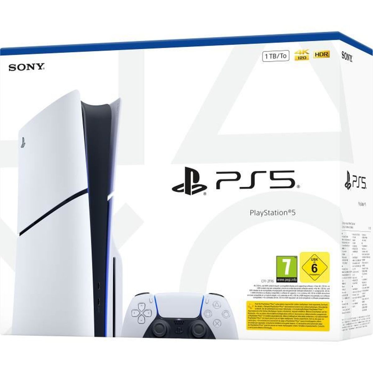Konsola i kontroler PlayStation 5 w opakowaniu z logo Sony.