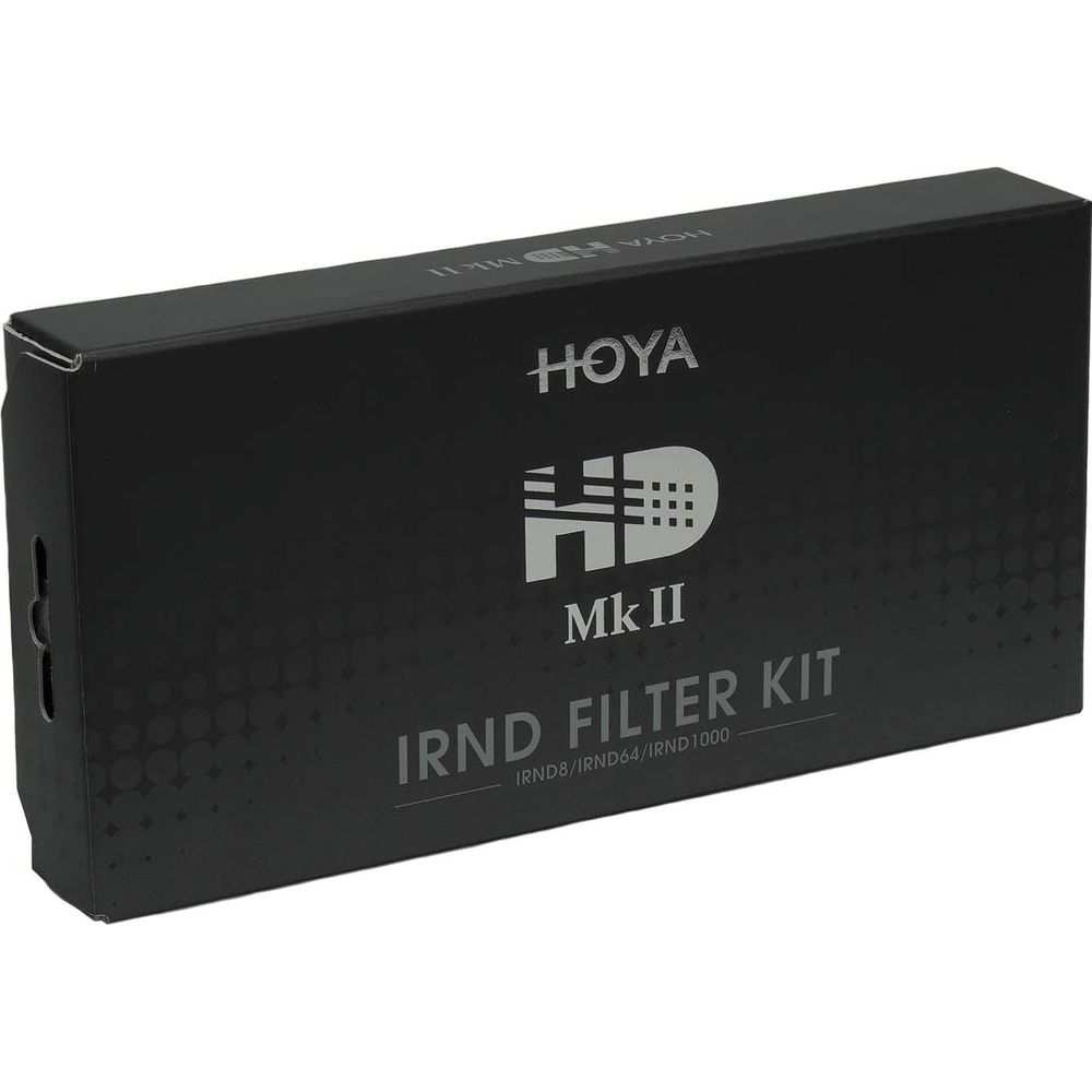 Schwarze Box mit HOYA HD Mk II IRND FILTER KIT Aufschrift.