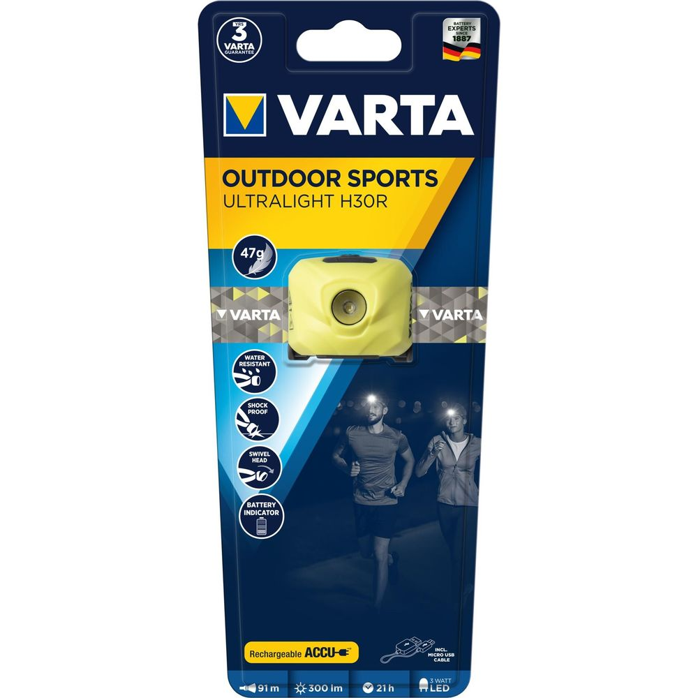 Lampe frontale Varta Outdoor Sports Ultralight H30R, 47g.