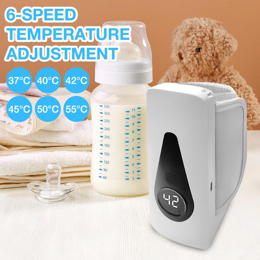Babyflasche mit Temperaturregler, Teddybär und Schnuller. 6 Temperatureinstellungen.