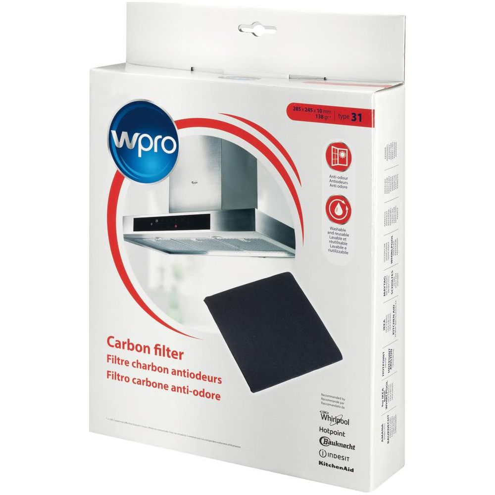 Confezione filtro carbone Wpro con filtro e cappa aspirante.