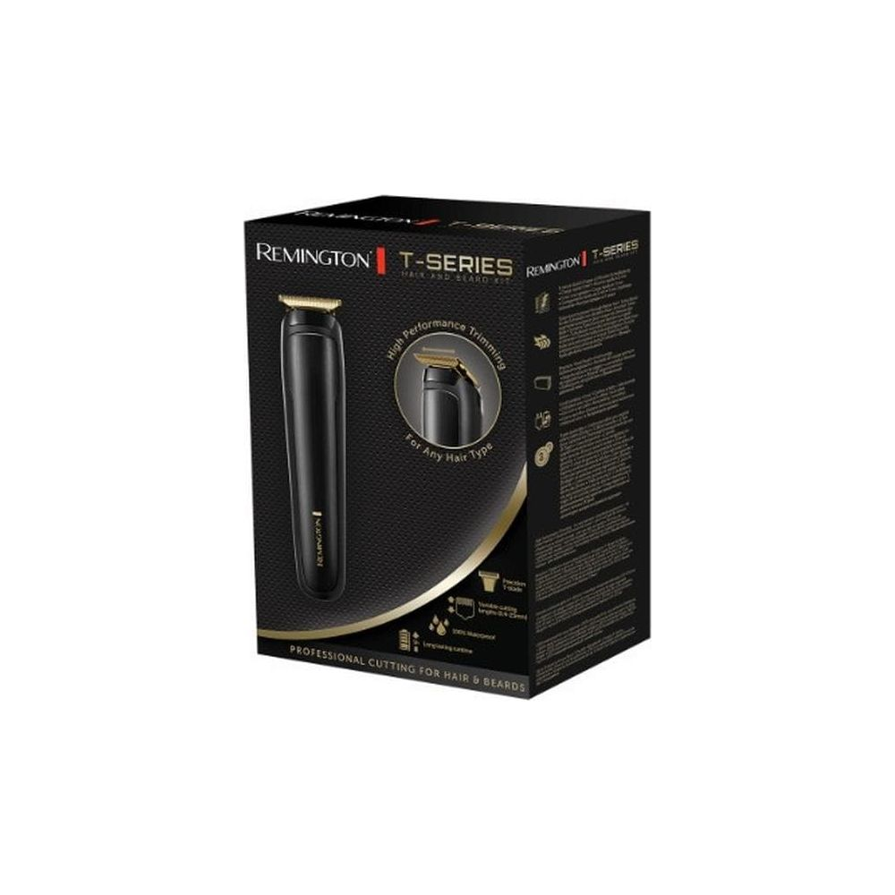 Remington T-Series Haarschneider-Verpackung mit Trimmer-Abbildung und Text.