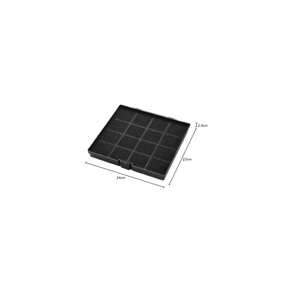Filtro a carboni attivi nero, 24x23x2,9cm, con griglia.
