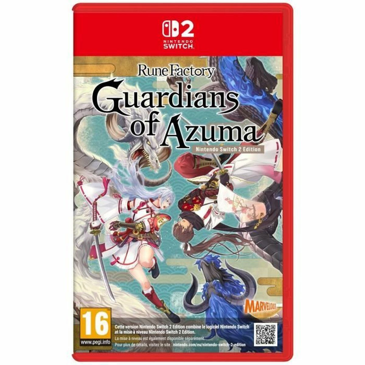 La copertina di Rune Factory: Guardians of Azuma presenta personaggi e mostri.