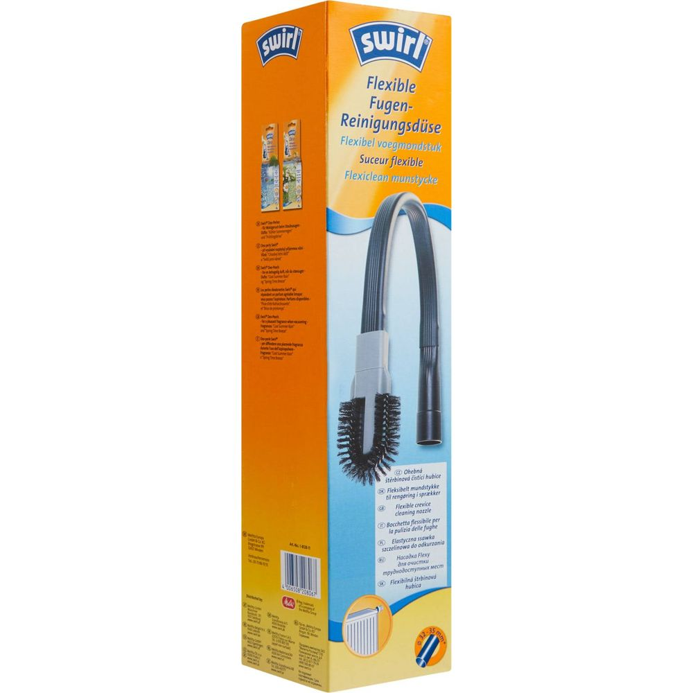 Verpackung einer flexiblen Fugendüse für Staubsauger mit Bürstenkopf.