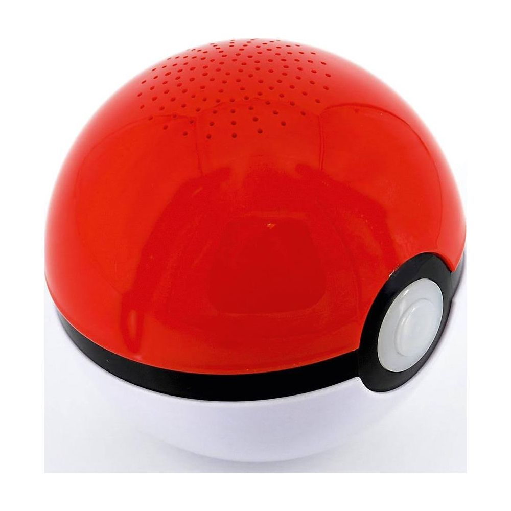 Una Poké Ball roja y blanca con agujeros arriba.