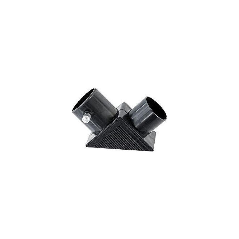 Ein schwarzer Okular-Adapter mit zwei Öffnungen auf einem keilförmigen Sockel.