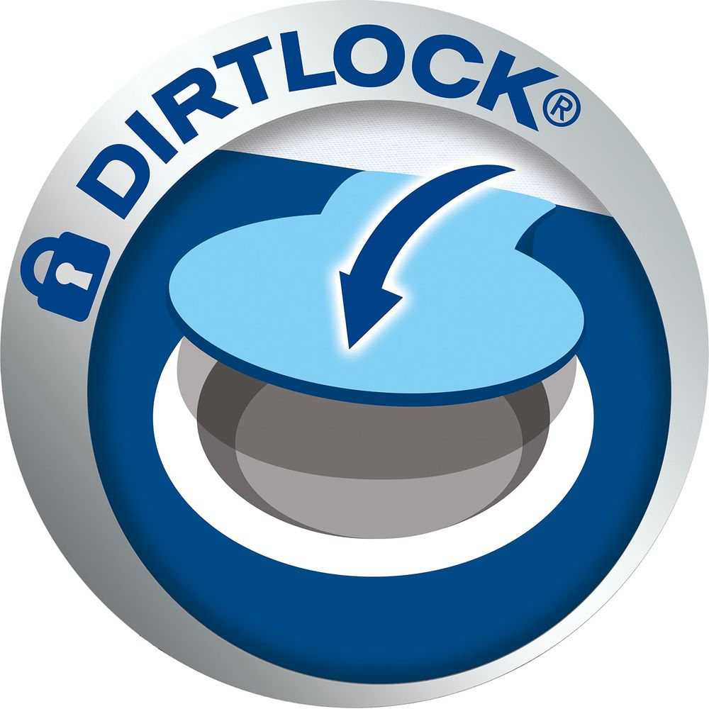 Ein blaues Siegel mit 'DIRTLOCK' und einem Vorhängeschloss-Symbol.