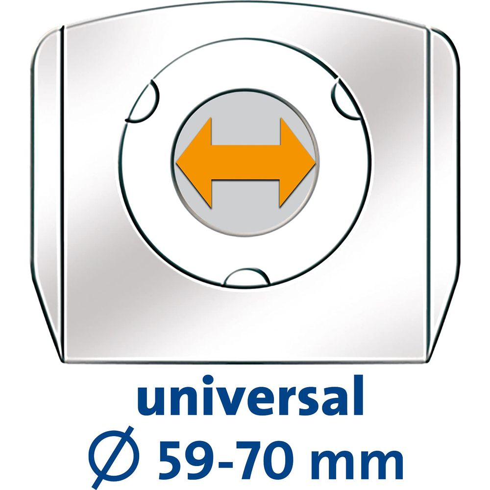 Universell 59-70 mm Symbol mit zwei orangefarbenen Pfeilen.