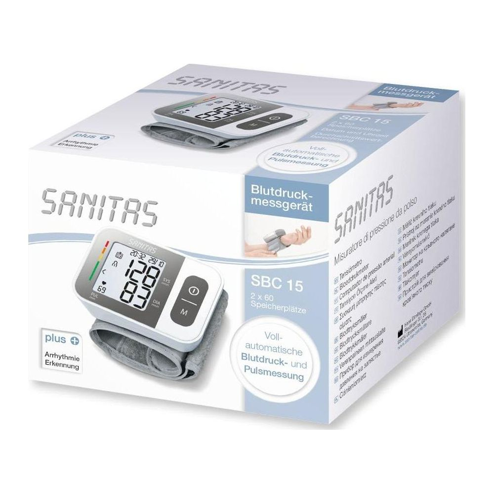 Sanitas Blutdruckmessgerät SBC 15 mit Manschette und digitalem Display.
