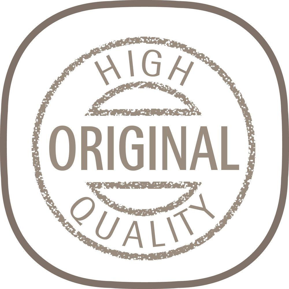 Stempel mit Text 'HIGH ORIGINAL QUALITY' in Braun.