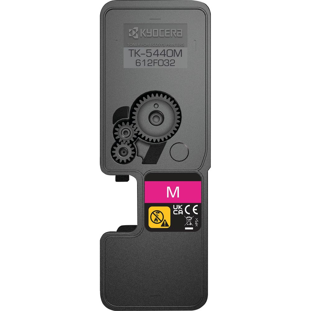 Czarny toner Kyocera z różową etykietą i 
