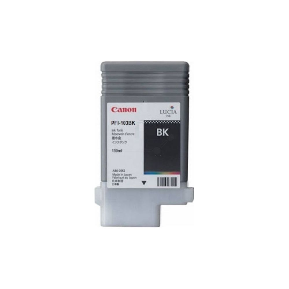 Serbatoio d'inchiostro Canon PFI-103BK grigio con etichetta BK nera.