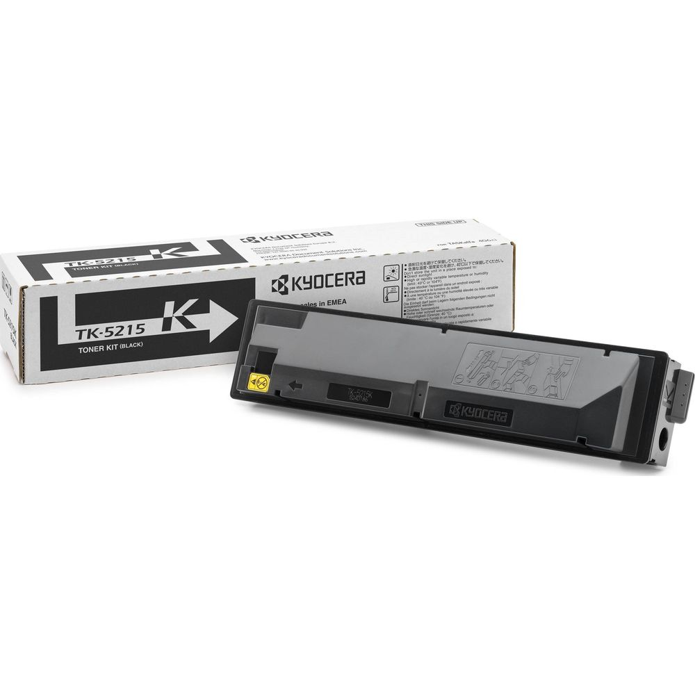 Zestaw z tonerem Kyocera TK-5215 (czarny) i opakowanie.