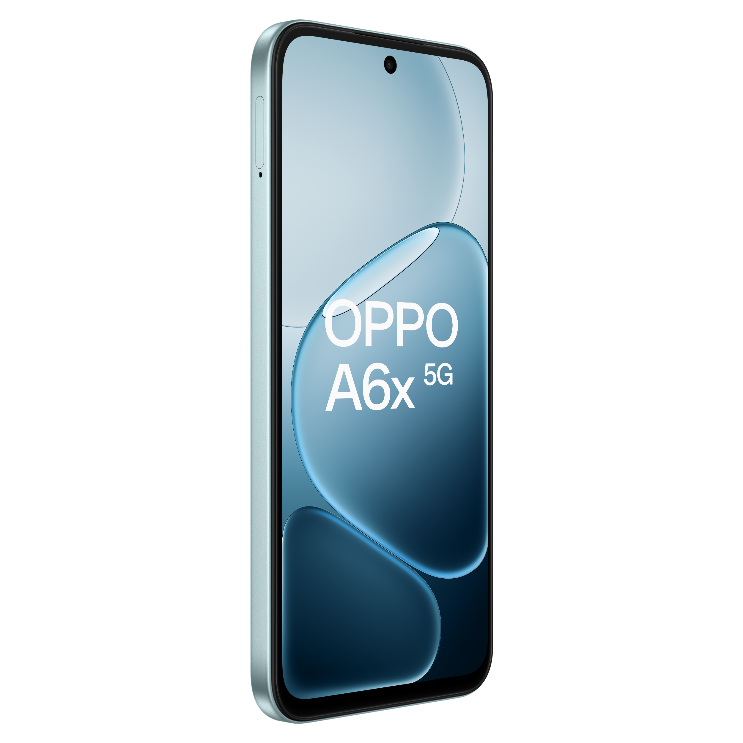 Jasnozielony smartfon OPPO A6x 5G z czarną ramką.