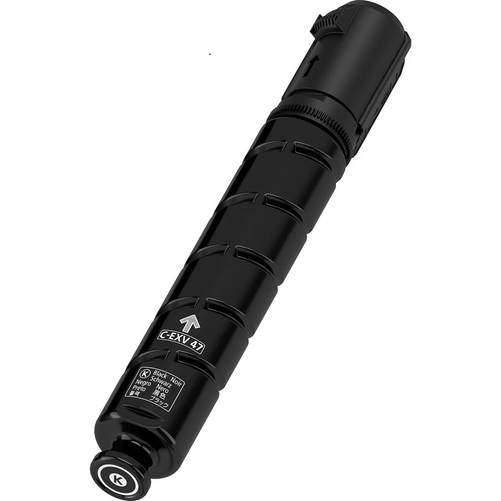 Black toner cartridge C-EXV 47 with label and arrow.