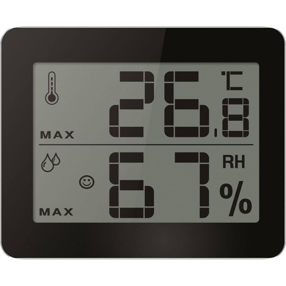 Termometr cyfrowy pokazuje 26,8°C i 67% wilgotności.