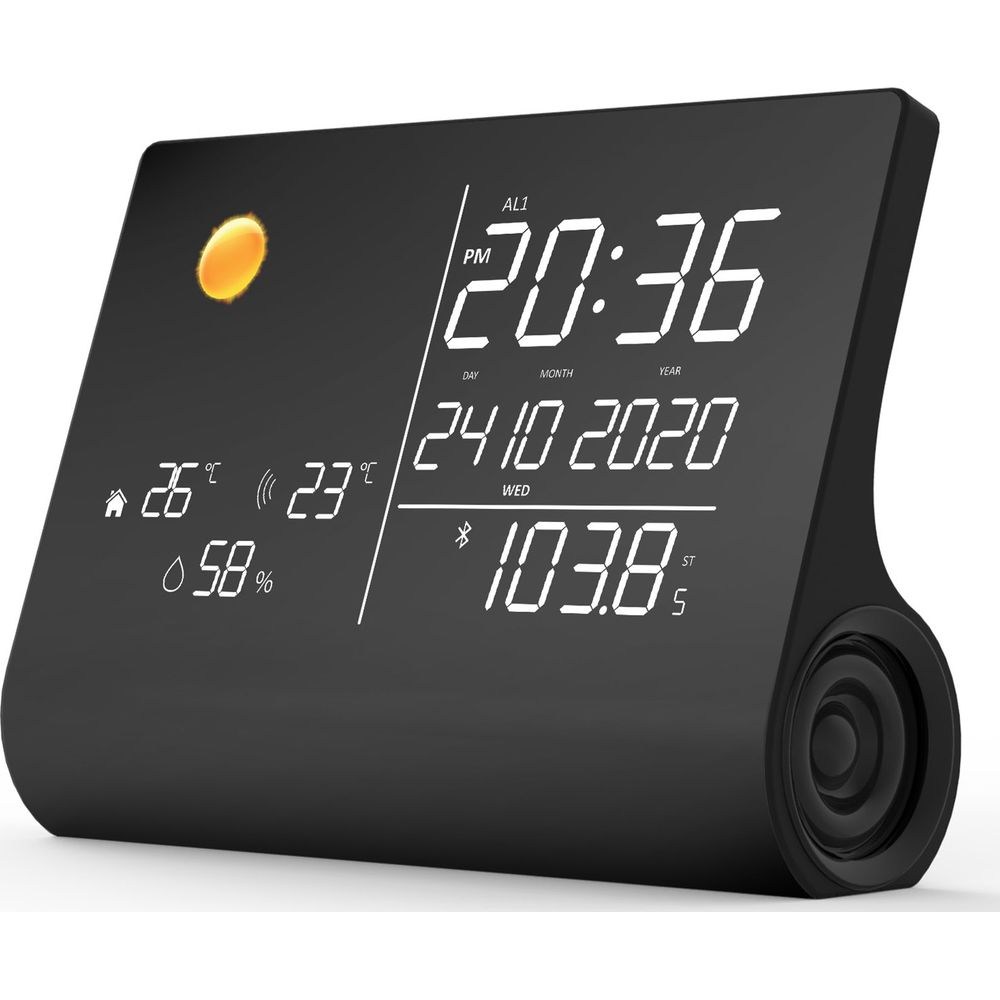 Zegar cyfrowy pokazuje 20:36, 24.10.2020, 26 stopni, 23 stopnie, 58% wilgotności.